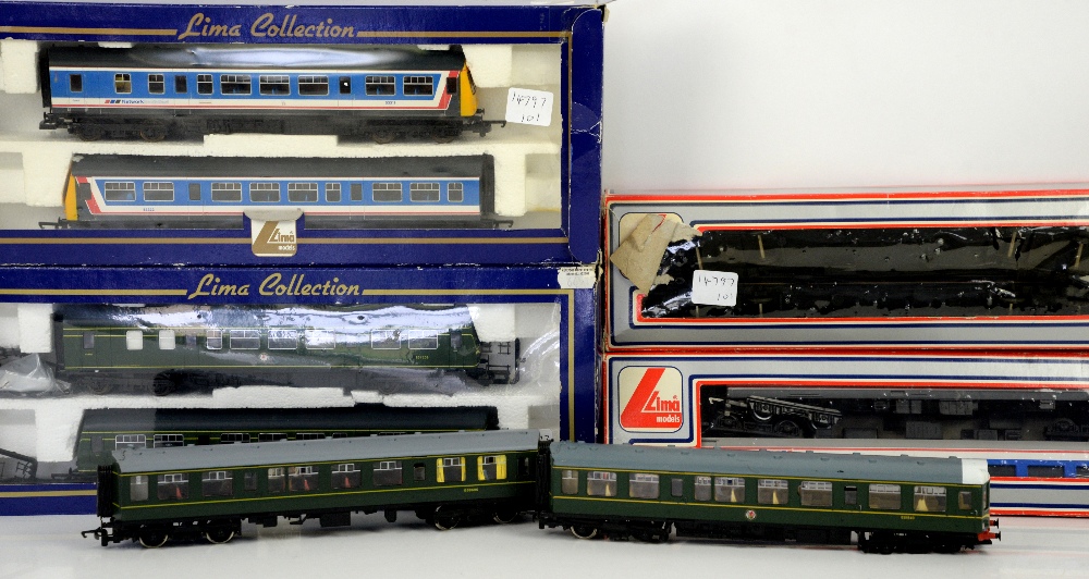 Two Lima 00 gauge BR diesel locomotives, and eight various Hornby, Lima and Airfix passenger