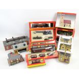 Collection of mostly Hornby 00 gauge rolling stock, track side accessories and other items, to