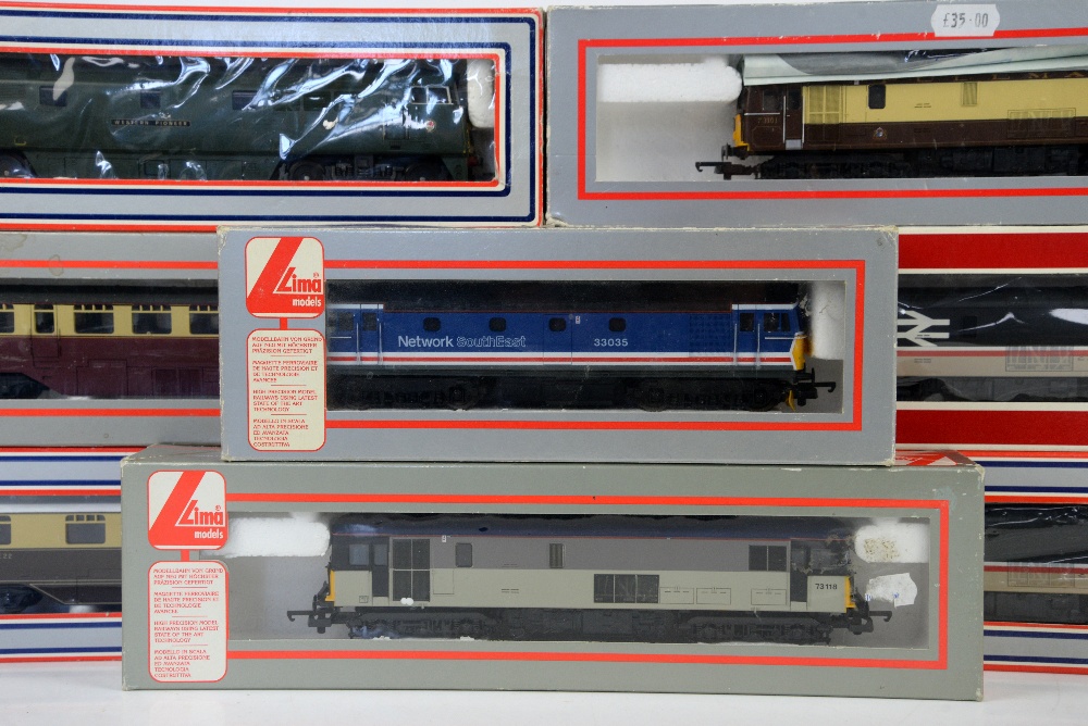 Eight Lima H0/00 diesel locomotives, to include 'Western Pioneer' D1003, 'The Royal Alex' 73101, '