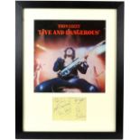 Thin Lizzy - A signed presentation display, with a photo of 'Live and Dangerous' above a signed page