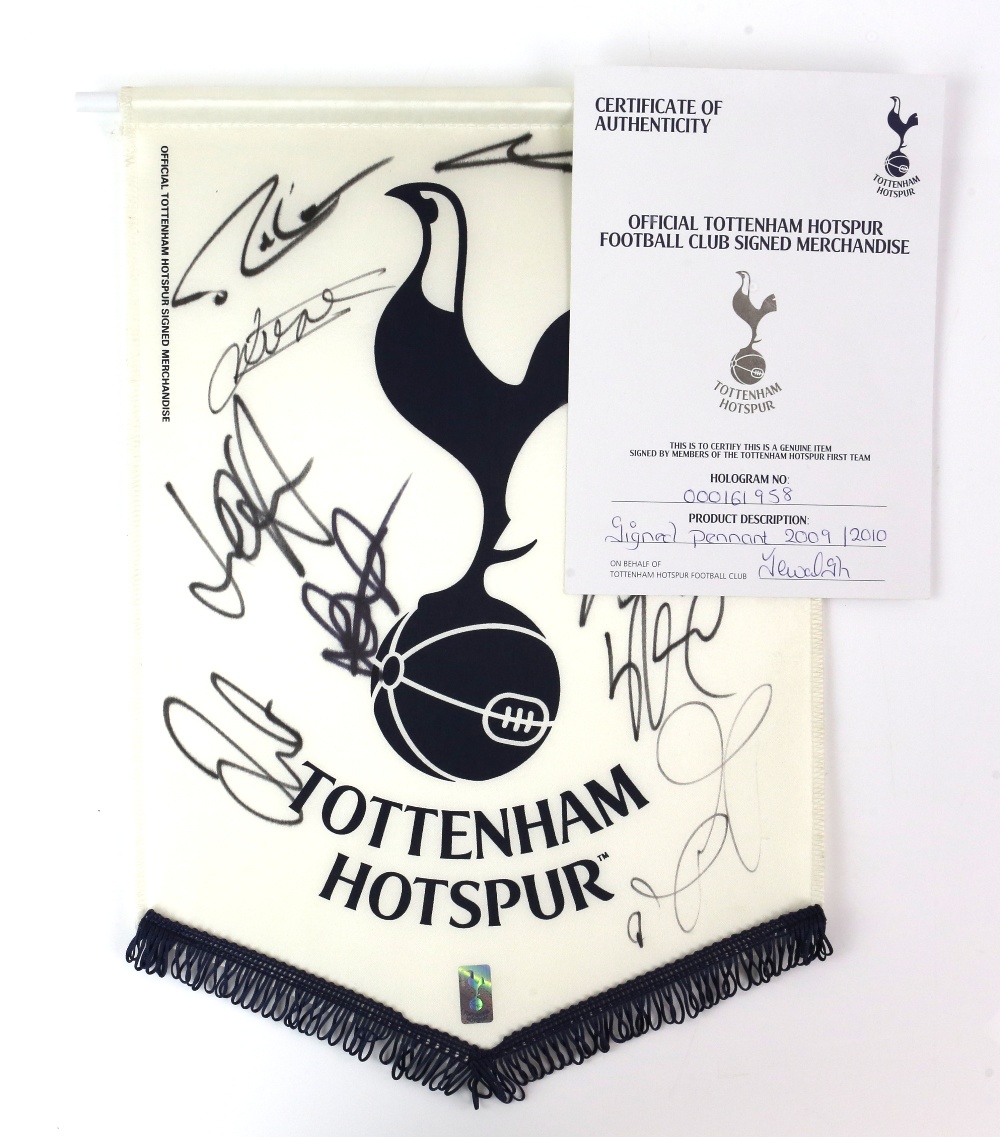 Football - Tottenham Hotspur signed pennant with official certificate of authenticity, with a