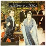Freddie Mercury & Montserrat Caballe - Barcelona 12 inch vinyl single cover signed on the front in