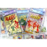 18 DC Comics for The Flash including numbers 116, 119, 121-128, 130-132, 134-138, all CGC graded