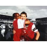 Arsenal Football Club - Tony Adams and Ian Wright signed photo, framed, 42 x 52 cm.