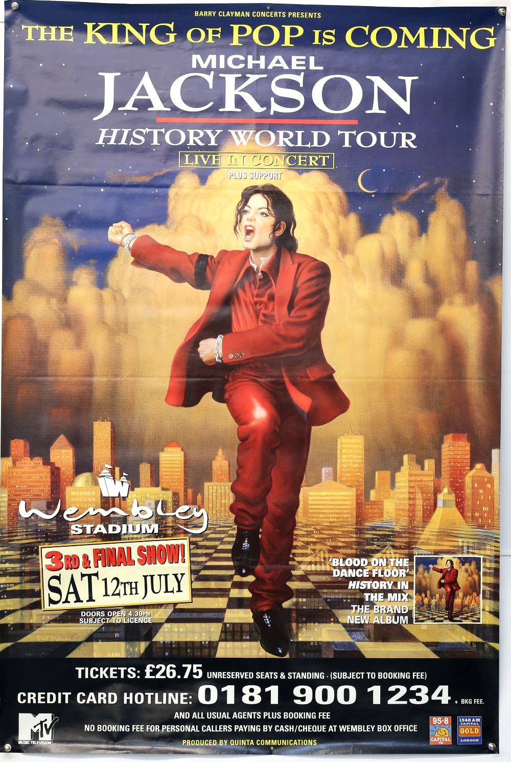 Michael Jackson History World Tour poster, this for one of the three dates at Wembley Stadium on