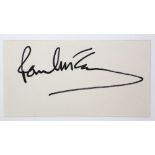 Paul McCartney - Hand signed autograph on white card of the Beatles star, 11 x 6 cm.