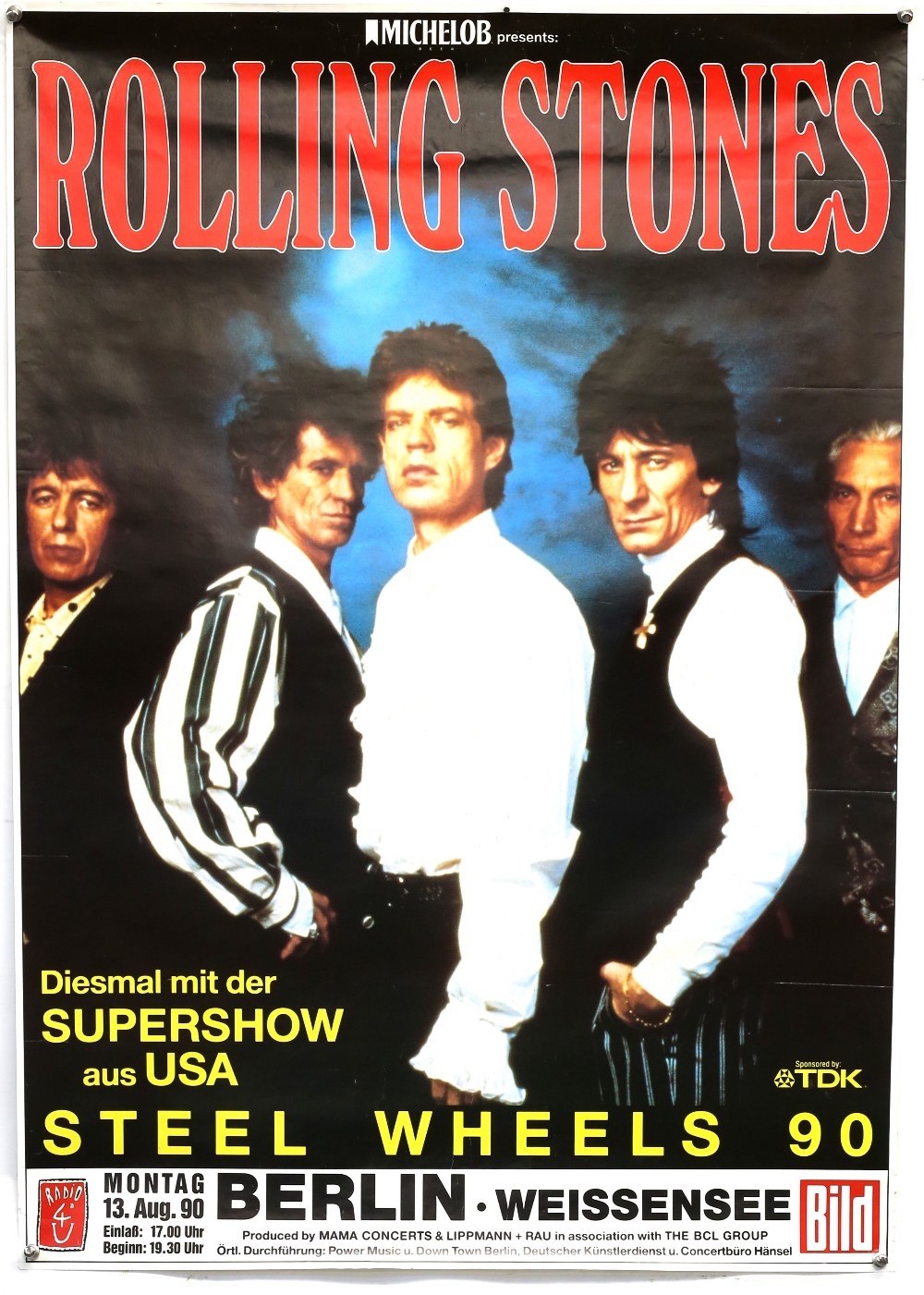 Approx. 50 Music tour and promotional posters including The Rolling Stones Steel Wheels 90, Toto,