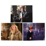 Harry Potter - Three signed photos of Rupert Grint, Michael Gambon and David Thewlis, all 10 x 8