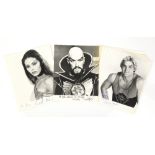 Flash Gordon - Sam J. Jones x 3, Max von Sydow and Ornella Muti, Three signed publicity photographs,