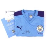 Football - Manchester City Home Shirt signed by Riyad Mahrez, size Medium.Provenance: With