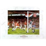 Football - 'Barcelona' limited edition print, Manchester United European Cup Winners' 99 print