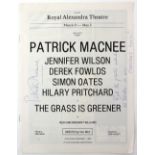 Royal Alexandra Theatre programmes signed by Patrick Macnee, with note on front cover, overall 21