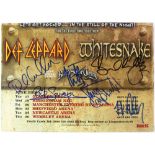 Def Leppard / Whitesnake - a signed advertising flyer, 21 x 30 cm.