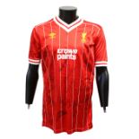 Liverpool Football Club - A signed shirt from 1982-83 season, signed by over 15 players including