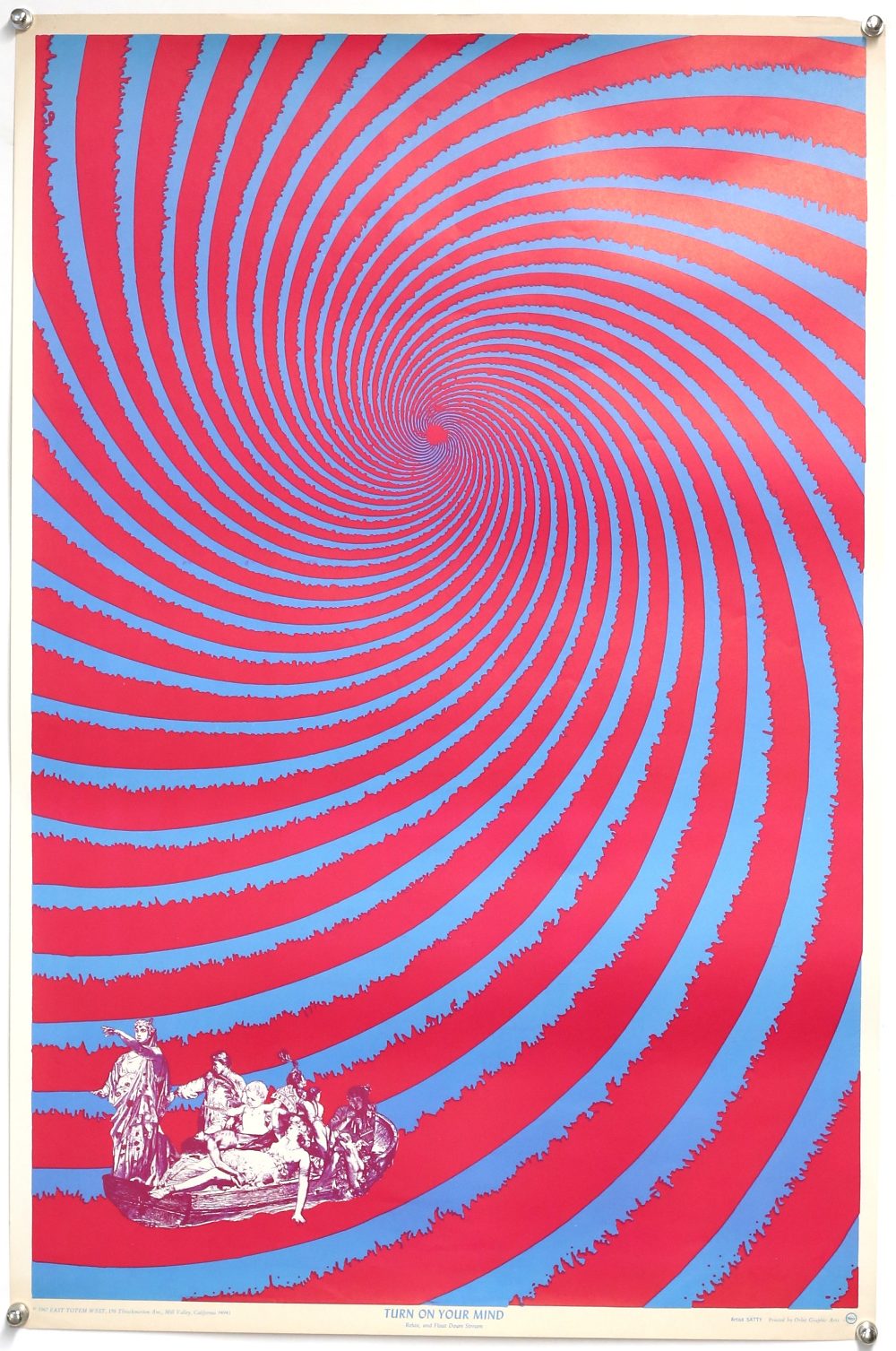 Turn On Your Mind US Beatles psychedelic counter-culture poster with Satty artwork and printed by