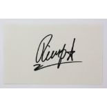 Ringo Starr - Hand signed autograph on white card of the Beatles star, 12 x 7 cm.