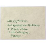 Harry Potter & the Philosopher's Stone (2001) production made sealed unopened Hogwarts Invitation