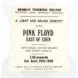 Pink Floyd Bromley concert flyer, dated 26th April 1969 (this was recorded for the LP '