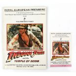 Indiana Jones and the Temple of Doom - Promotional items including, Premiere brochure and ticket.