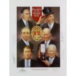 Football - 'Knights of the Round Ball' limited edition print, signed by four football knights Sir