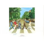 Football - 'El Beatle' limited edition print, showing the four Beatles and George Best, signed by