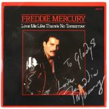 Freddie Mercury Love Me Like There's No Tomorrow - Vinyl single cover signed on the front in