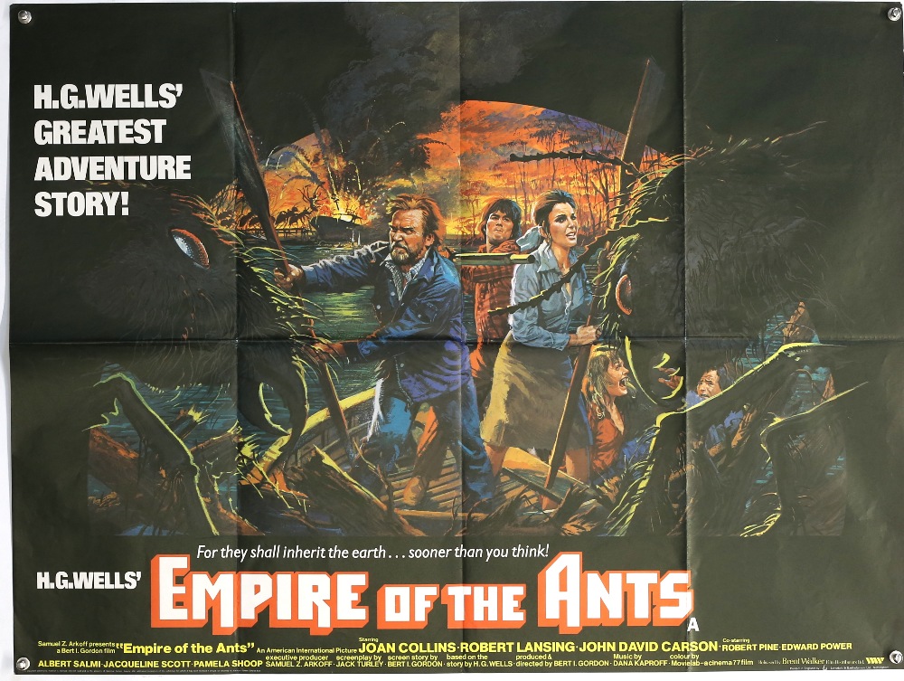 Two H.G Wells British Quad film posters for The Shape of Things To Come and Empire of the Ants,