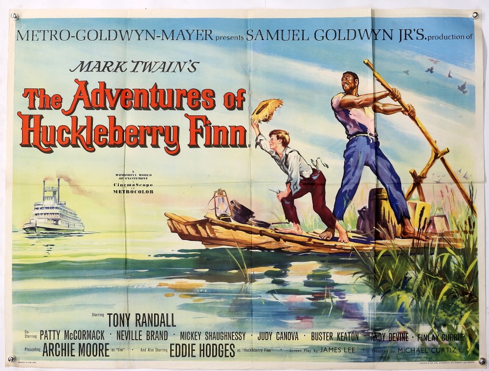 The Adventures of Huckleberry Finn (1960) British Quad film poster, classic by Mark Twain, folded,