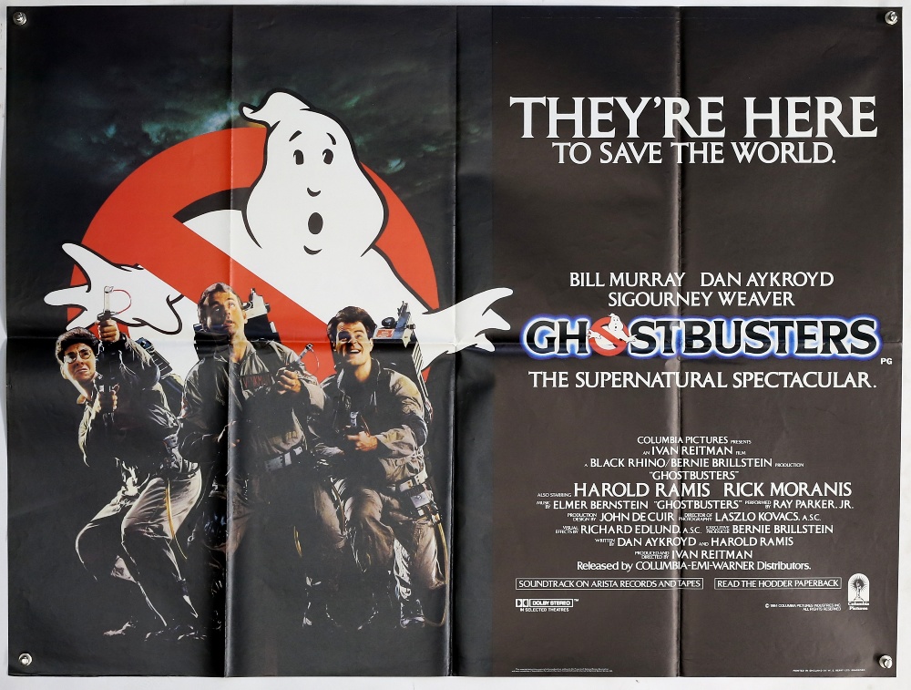 Three Ghostbusters British Quad film posters - Advance and Main for the first release and a