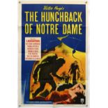 The Hunchback of Notre Dame (R-1952) US One Sheet film poster, movie by Victor Hugo, folded, 27 x 41