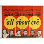 All About Eve (1950) British Quad film poster for the multi Oscar winning movie starring Bette