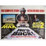 3 Mad Max British Quad film posters, Mad Max / Mad Max 2 Double Bill and Mad Max 2, and Beyond