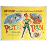 Walt Disney's Peter Pan (1960's) British Quad film poster, folded, 30 x 40 inches.