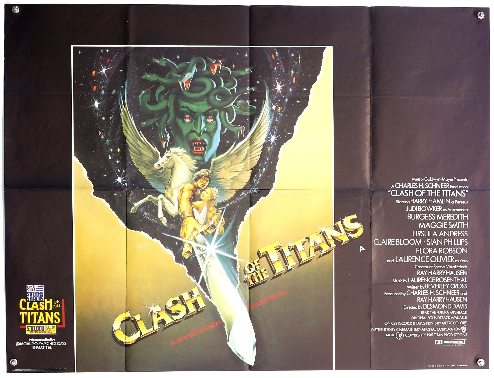 Clash of the Titans (1981) British Quad film poster, artwork by Roger Huyssen, folded, 30 x 40
