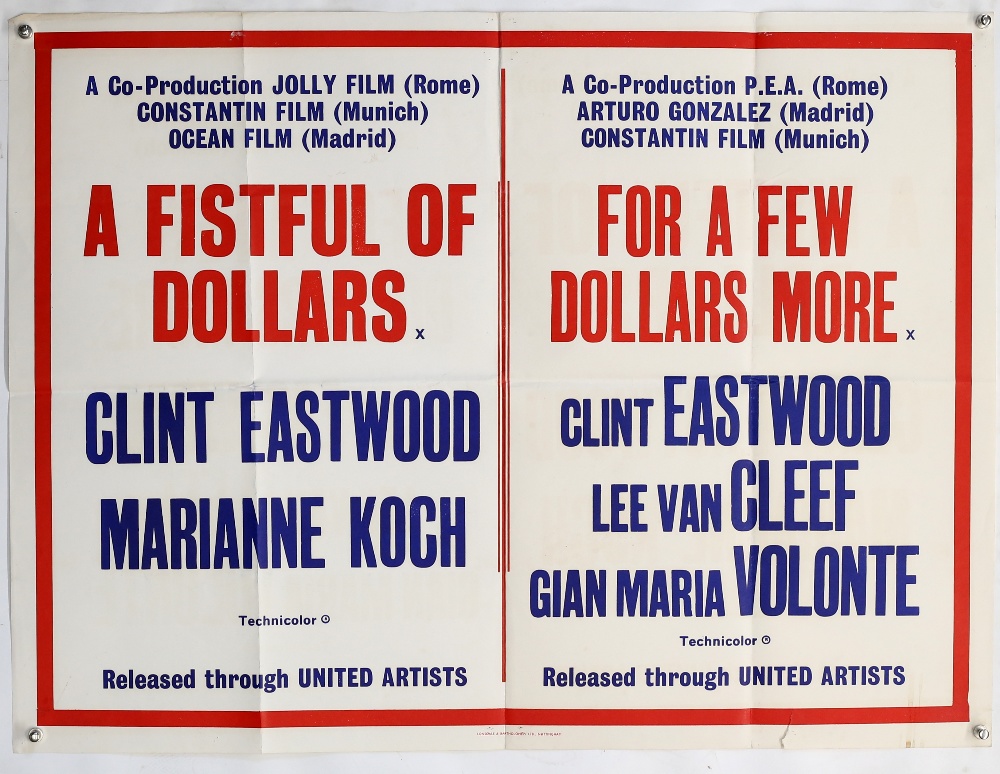 A Fistful of Dollars / For a Few Dollars More (1960's) British Quad double bill film poster,