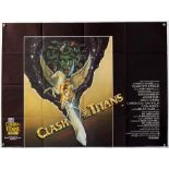 Clash of the Titans (1981) British Quad film poster, artwork by Roger Huyssen, folded, 30 x 40