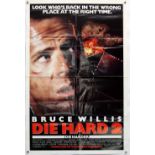 Die Hard 2 (1989) One Sheet film poster, starring Bruce Willis, 20th Century Fox, folded, 27 x 41
