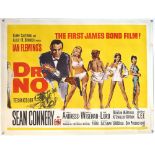 James Bond Dr No (1962) British Quad film poster for the first James Bond film, illustration by