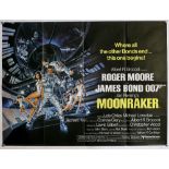 James Bond Moonraker (1979) British Quad film poster, starring Roger Moore, artwork by Dan Goozee,