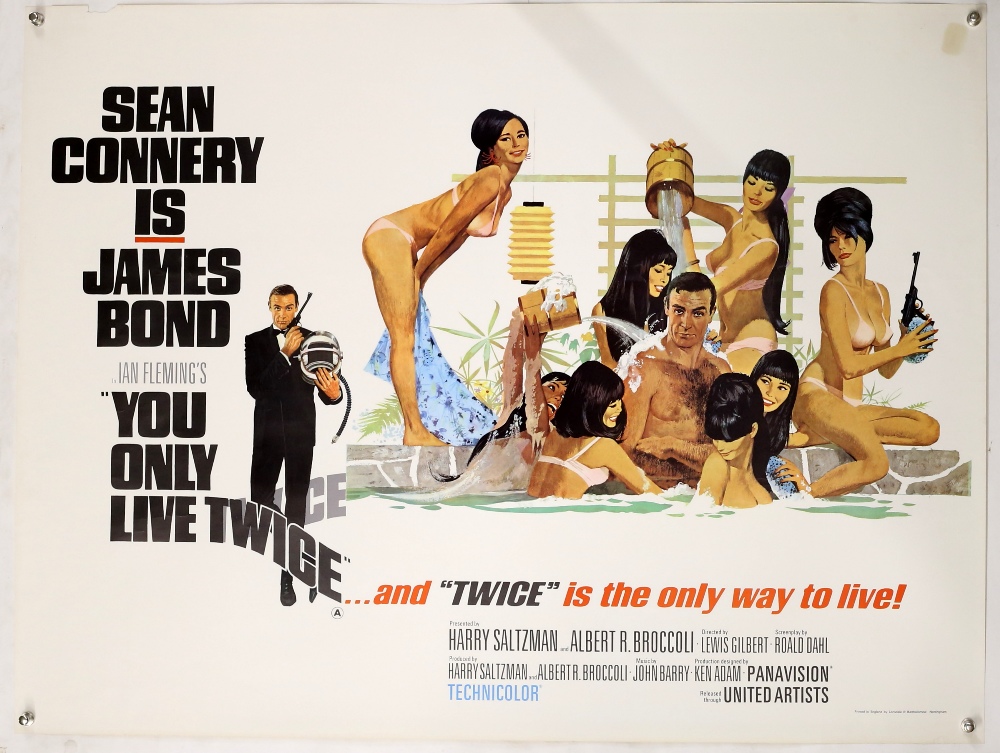 James Bond You Only Live Twice (1967) British Quad film poster, Style C (Bath Tub) starring Sean
