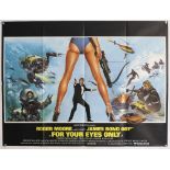 James Bond For Your Eyes Only (1981) British Quad film poster, starring Roger Moore, Design by