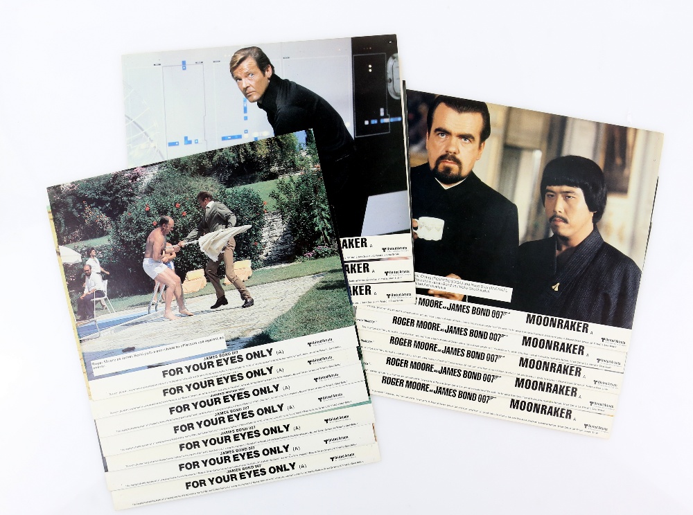 James Bond - Two sets of Front of House cards, Moonraker x 8 and For Your Eyes Only x 7, 10 x 8