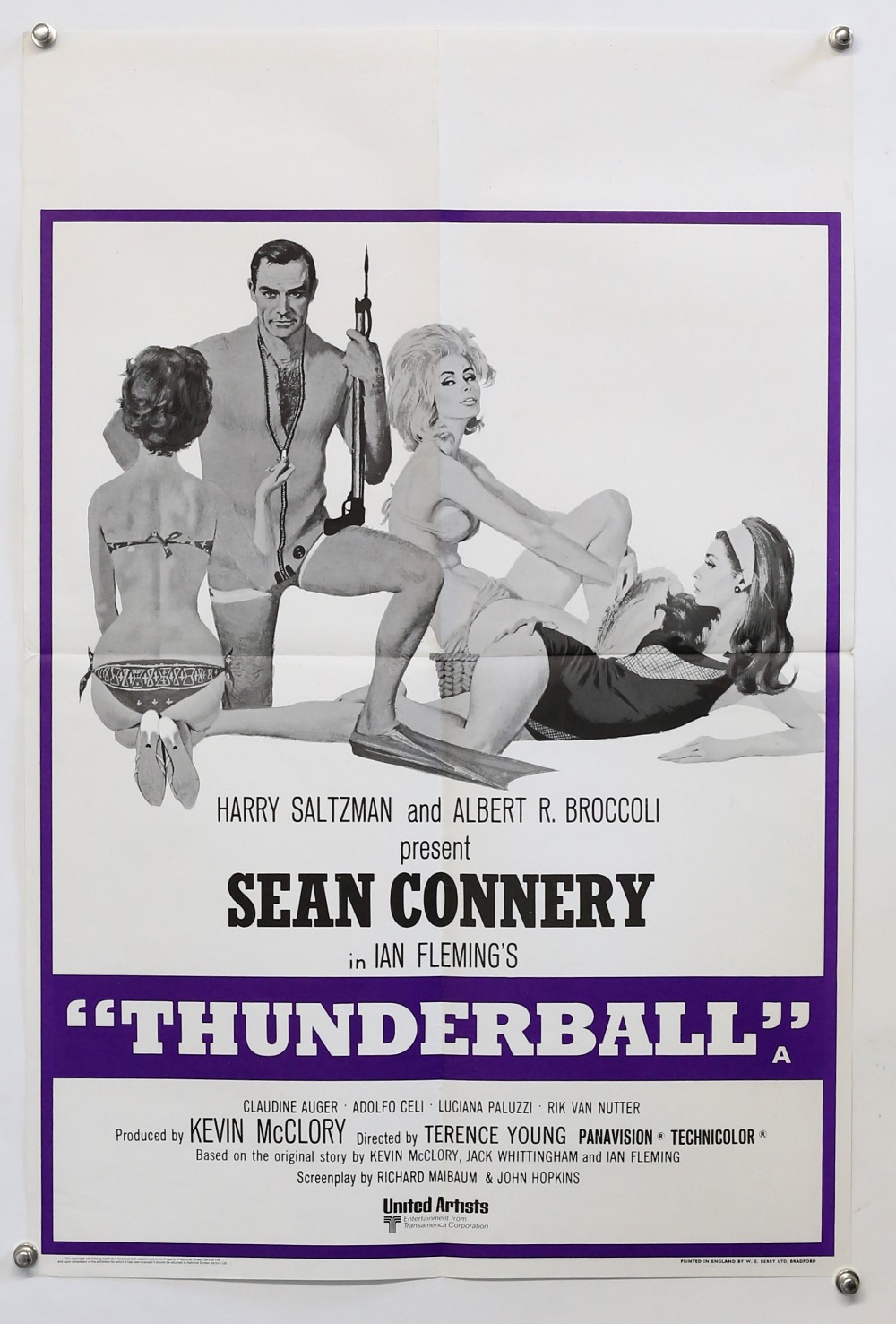 James Bond Thunderball (R-1970's) British Double Crown film poster, starring Sean Connery, United