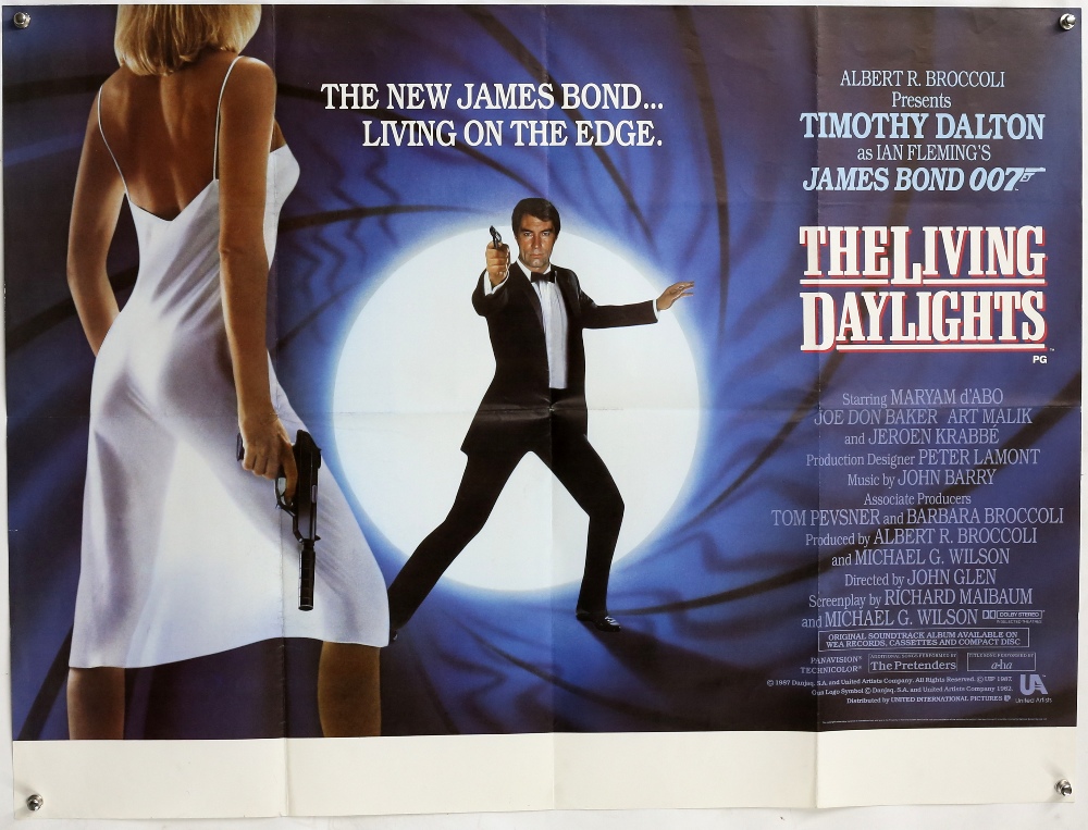 James Bond The Living Daylights (1987) British Quad poster for the Timothy Dalton film, folded, 30 x