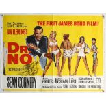 James Bond Dr No (1962) British Quad film poster for the first James Bond film, illustration by