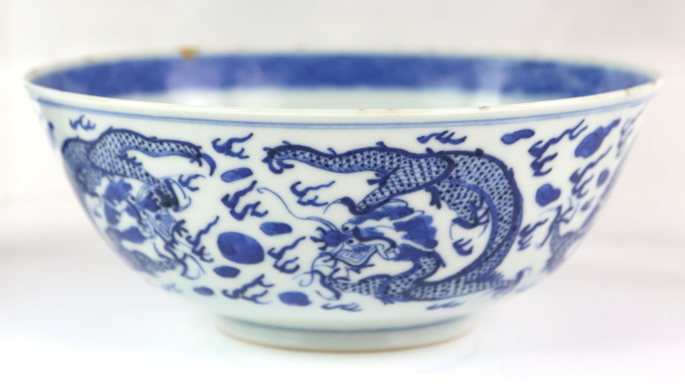 A blue and white bowl with four-character Kangxi mark, 20.5 cm diameter; a pair of blue and white - Image 26 of 26