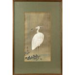 Ohara Koson [1877-1945]; two typical bird prints respectively depicting a white egret, and a