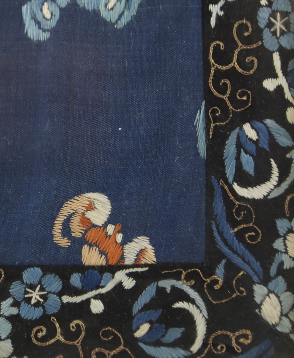 A framed Chinese textile of a coiled dragon, overall dimensions including frame about 65 x 58 cm; - Image 5 of 8