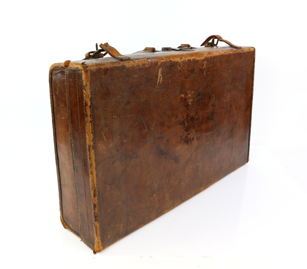 An elegant leather suitcase by Allen of 37 The Strand [maker's label in the interior lid], 61.5 x 36 - Image 11 of 16