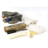 1940s hair waver in original box, 1940s pair of rain pals in original box, spats, 6 1980s occasion